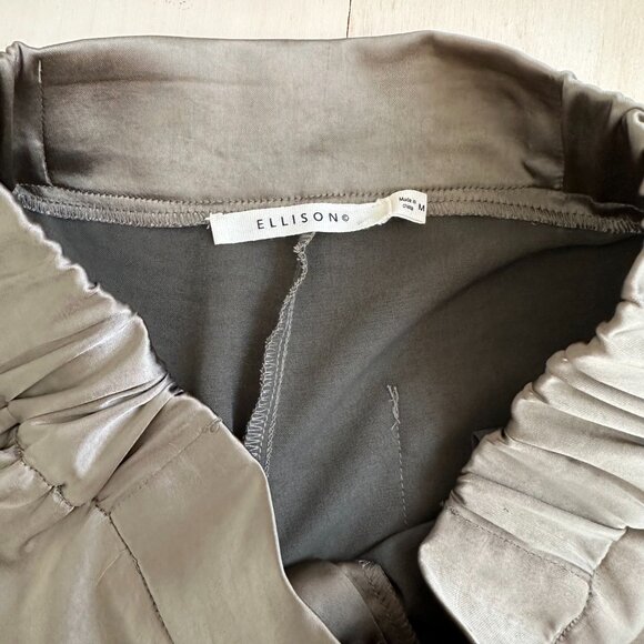 Ellison Satin Jogger Women's M Olive Green Casual Crop - Picture 4 of 6